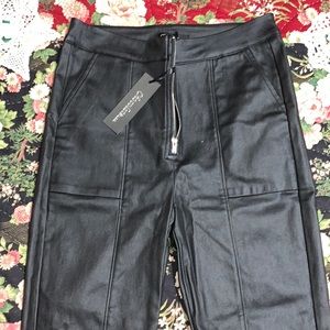 Small Faux Leather Pants - Front Zip